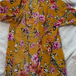 Soho Girls Vibrant Floral Kimono in Pink and Yellow